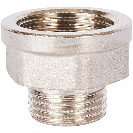 Переход под ключ резьбовой латунный STOUT никель 3/4&quot;х1/2&quot; ВН