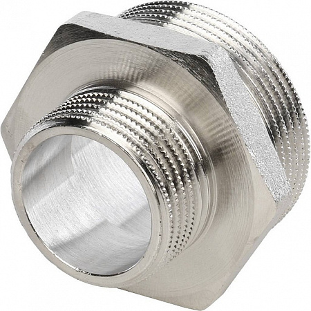 Ниппель переходной резьбовой латунный STOUT никель 11/2&quot;x1&quot; Н