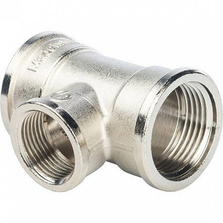 Тройник переходной переходной латунный STOUT никель 1&quot;x3/4&quot;x1&quot; В