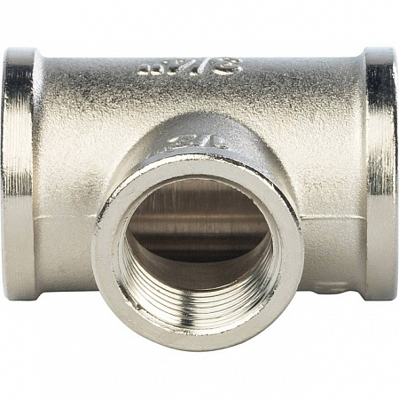 Тройник переходной переходной латунный STOUT никель 3/4&quot;x1/2&quot;x3/4&quot; В