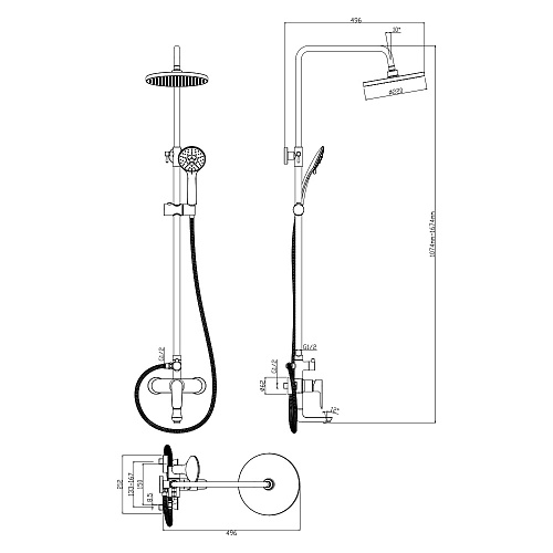 Смеситель для ванны с верхним душем OLIVE'S BARROS 22511-1BR хром, латунь, уп. 3 или 5 шт.