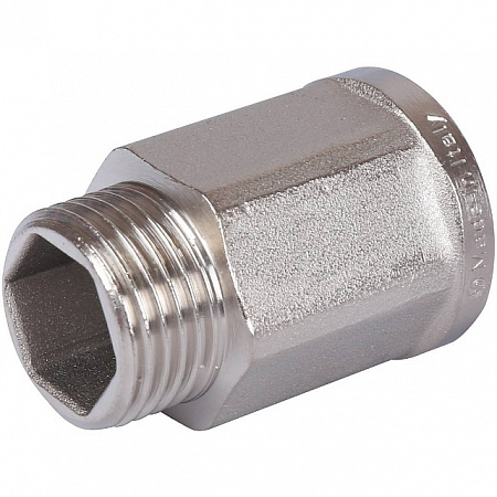 Удлинитель шестигранный резьбовой латунный STOUT никель 1/2&quot;x1/2&quot; ВН
