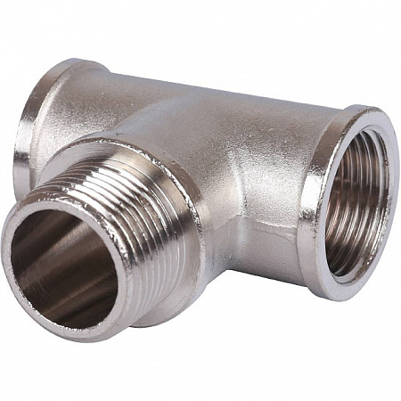 Тройник переходной резьбовой латунный STOUT никель 3/4&quot;x3/4&quot;x3/4&quot; ВНВ