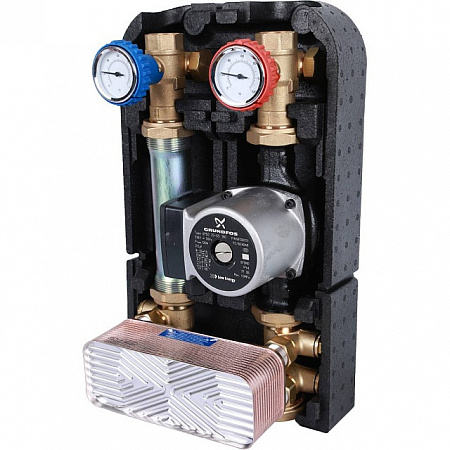 ГБМ Насосная группа STOUT с теплообменником, 28 пластин, с насосом GRUNDFOS UPSO25-65 DN25 (1&quot;)