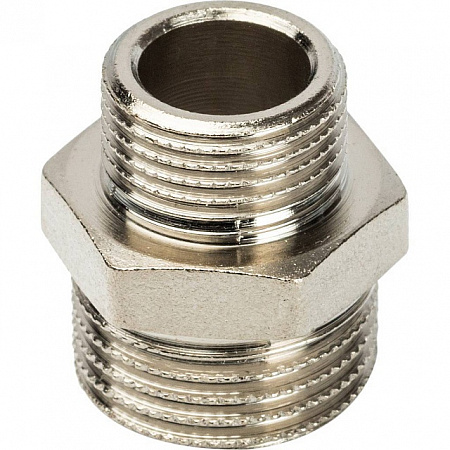 Ниппель переходной резьбовой латунный STOUT никель 1/2&quot;x3/8&quot; Н