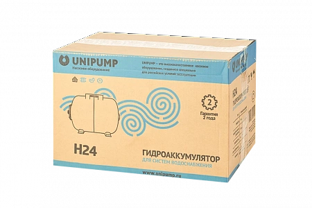Гидроаккумулятор для воды из нержавеющей стали UNIPUMP горизонтальный 24 л