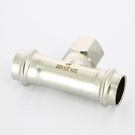 НП Тройник с резьбой пресс из нержавейки UNI-FITT фитинг Ø22х1/2&quot;х22 В