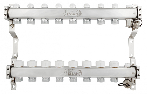 Коллекторная группа ESSAN GROUP803 нержавейка 1&amp;quot;x3/4&amp;quot; EK -8 выходов, без расходомеров (504 мм)
