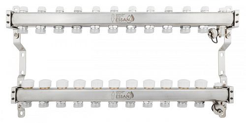 Коллекторная группа ESSAN GROUP803 нержавейка 1&amp;quot;x3/4&amp;quot; EK -11 выходов, без расходомеров (654 мм)
