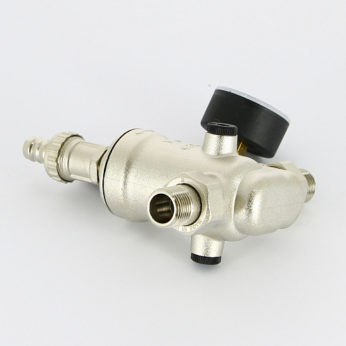 Фильтр промывной аксильный манометр UNI-FITT никель 1/2&amp;quot; АМ-АМ,, 100 мкм, латунная колба