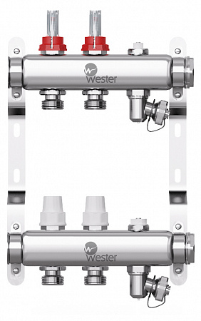 Коллекторная группа WESTER W902.2 нержавейка 1&quot;x3/4&quot; EK -2 выхода, с расходомерами