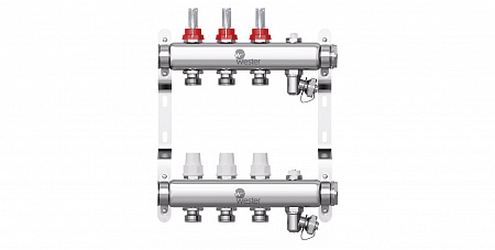 Коллекторная группа WESTER W902.3 нержавейка 1&quot;x3/4&quot; EK -3 выхода, с расходомерами