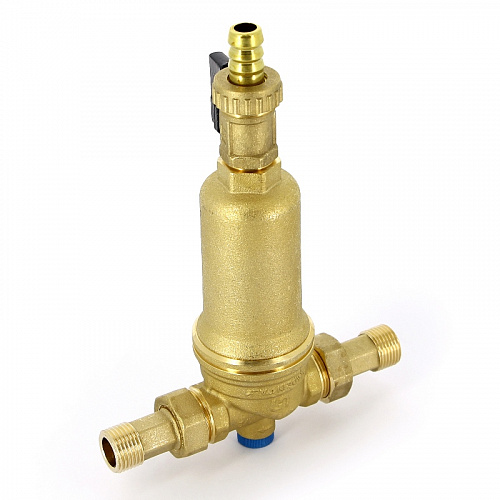 Фильтр промывной с манометром UNI-FITT без покрытия 1/2&amp;quot; АМ-АМ, 100 мкм, латунная колба