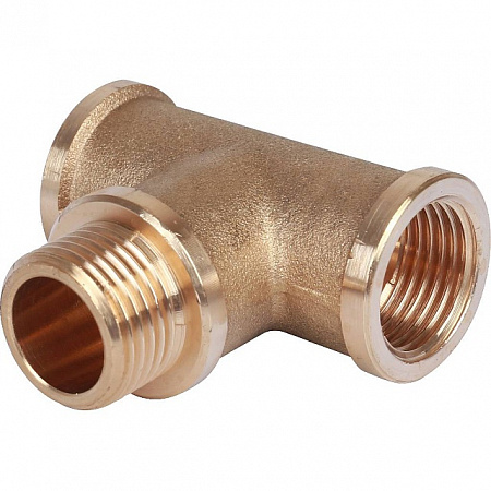 Тройник резьбовой латунный STOUT без покрытия 1/2&quot;x1/2&quot;x1/2&quot; ВНВ