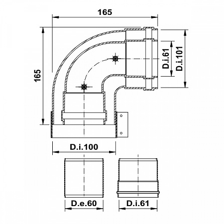 Угол стартовый TERMICA COCA05 Ø60/100 (ARISTON-BAXI-CHAFFOTEAUX-PROTHERM-TERMICA-VAILLANT-VIESSMANN)
