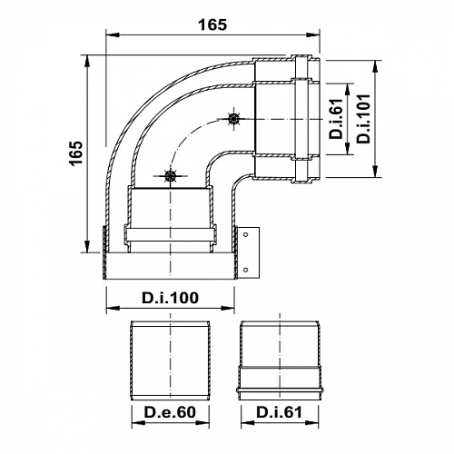 Угол стартовый TERMICA COCA05 Ø60/100 (ARISTON-BAXI-CHAFFOTEAUX-PROTHERM-TERMICA-VAILLANT-VIESSMANN)