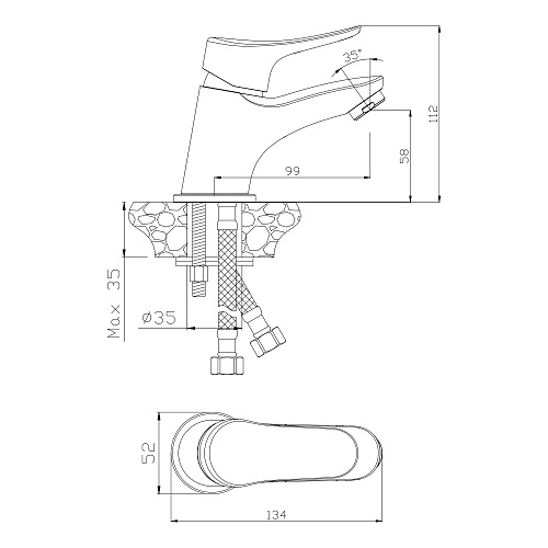 Смеситель для раковины OLIVE'S ARRIBA 09100AR хром, латунь, уп. (10 шт)