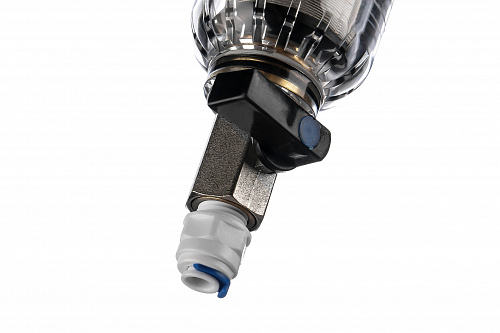 Фильтр промывной с манометром ГЕЙЗЕР БАСТИОН 112 Ø60 никель 3/4&amp;quot; АМ-АМ, 90 мкм, пластиковая колба