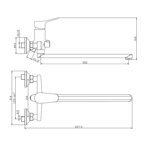Смеситель для ванны с длинным изливом OLIVE'S NEVADA 03221NV хром, латунь, упак (8 шт)