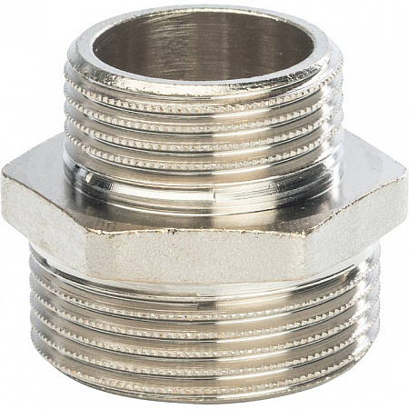 Ниппель переходной резьбовой латунный STOUT никель 11/4&quot;x1&quot; Н