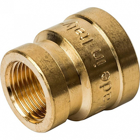 Муфта переходная резьбовая латунная STOUT без покрытия 1/2&quot;x3/8&quot; В