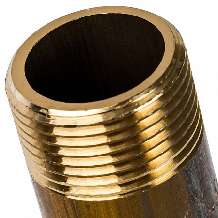 Сгон резьбовой латунный STOUT без покрытия 3/4&quot;x200мм