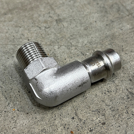НП Угол резьбовой пресс из нержавейки UNI-FITT фитинг Ø15x1/2&quot; Н