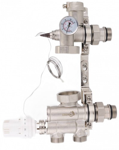 НСУ Насосно-смесительный узел теплого пола ESSAN AQUAMIXON без насоса 1&amp;quot;, 130/180мм (никель) (10шт)