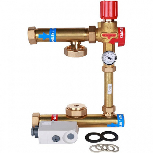 НСУ Насосно-смесительный узел теплого пола STOUT ISOTHERM без насоса 1&amp;quot;, термостат 30-50°C, 130мм
