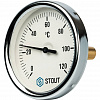 Термометр биметаллический погружной STOUT Ø80-1/2&amp;quot;, гильза 50 мм, +120°C