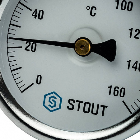 Термометр биметаллический погружной STOUT Ø63-1/2&quot;, гильза 50 мм, +120°C