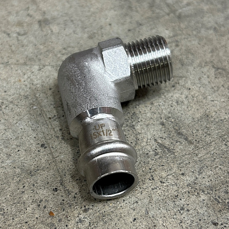 НП Угол резьбовой пресс из нержавейки UNI-FITT фитинг Ø15x1/2&quot; Н