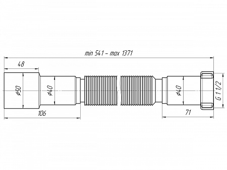 Гофра для сифона гибкая пластиковая удлиненная АНИПЛАСТ K116 50/40-11/2&quot;