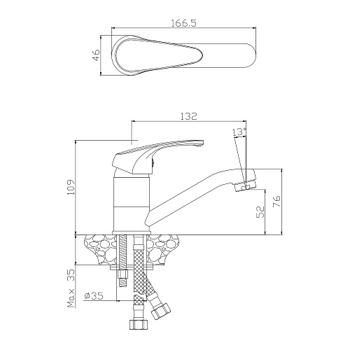 Смеситель для раковины с поворотным изливом OLIVE'S AVILA 02110AV хром, латунь, упак (10 шт)