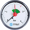 Манометр аксиальный STOUT Ø63-1/4&amp;quot;, 4 бар, горизонтальное подключение, с указателем предела