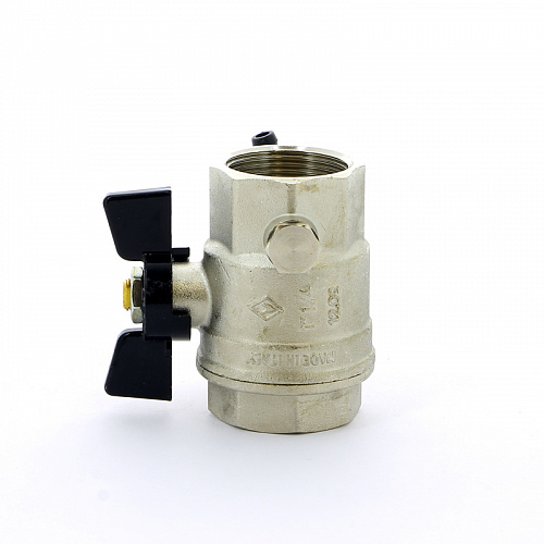 Кран шаровой BUGATTI OREGON 332 бабочка 11/4&amp;quot; ВВ, с дренажем и воздухоотводчиком