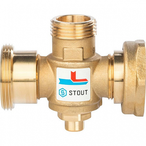 Клапан трехходовой термостатический смесительный STOUT 11/2&amp;quot; Н-11/2&amp;quot; В-1&amp;quot; Н (60°С)