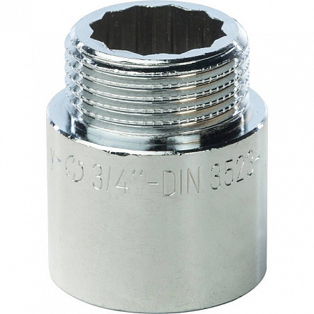 Удлинитель резьбовой латунный STOUT хром 3/4&quot;x25мм ВН