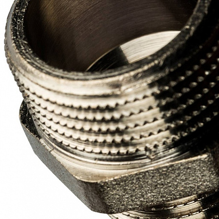 Ниппель переходной резьбовой латунный STOUT никель 3/4&quot;x1/2&quot; Н