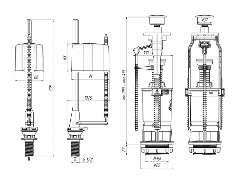 Арматура для бачка АНИПЛАСТ WC6550M нижняя 1/2&amp;quot; хром, кнопка