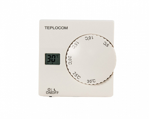 Термостат комнатный TEPLOCOM TS-2AA/8A, проводной, реле 250В, 8А БАСТИОН