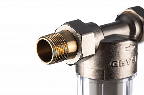 Фильтр промывной ГЕЙЗЕР БАСТИОН 111 Ø60 никель 3/4&amp;quot; АМ-АМ, 90 мкм, пластиковая колба