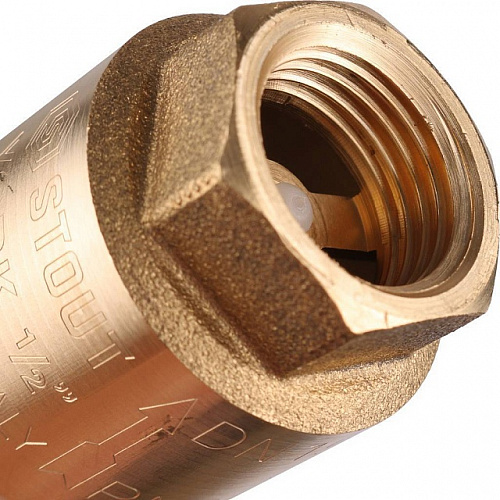 Обратный клапан пружинный, латунный STOUT (с пластиковым седлом) 1/2&amp;quot; ВВ