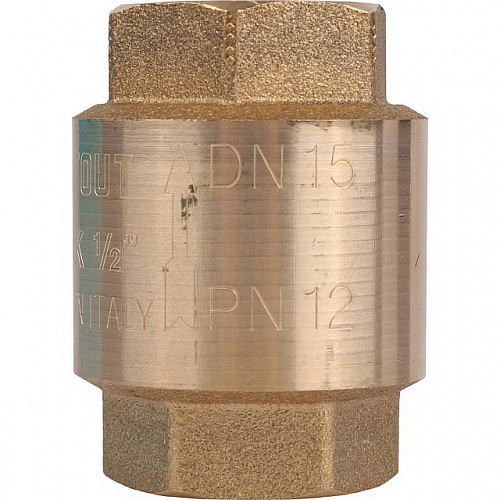 Обратный клапан пружинный, латунный STOUT (с пластиковым седлом) 1/2&amp;quot; ВВ