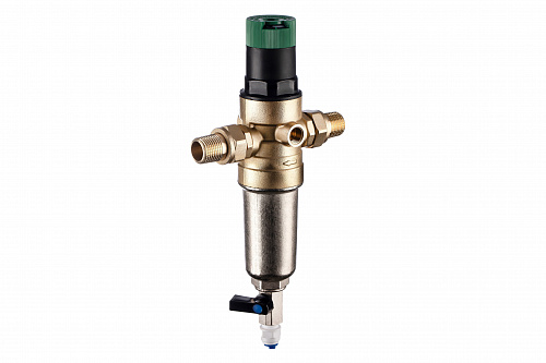 Фильтр промывной с редуктором ГЕЙЗЕР БАСТИОН Ø52,5 без покрытия 1/2&amp;quot; АМ-АМ, 90 мкм, латунная колба