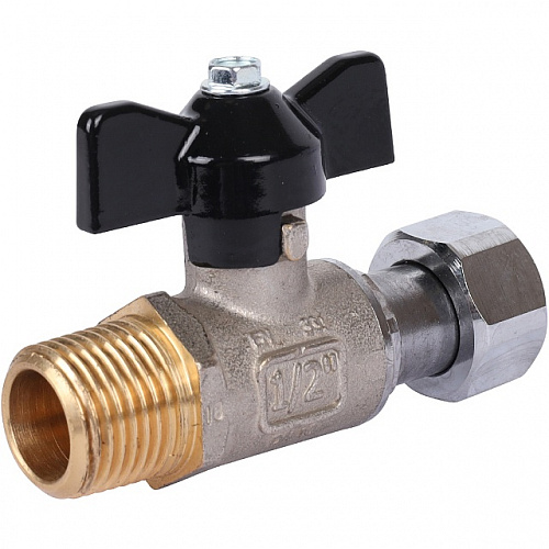 Кран шаровой STOUT бабочка 1/2&amp;quot;х1/2&amp;quot; Н, с накидной гайкой