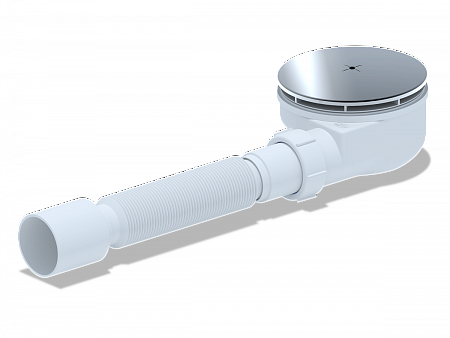 АНИПЛАСТ Сифон для душевого поддона 11/2&quot;х90, h 55 хром с гибкой тр. 375х40/50