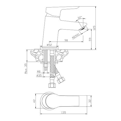 Смеситель для раковины OLIVE'S SEVILLA 20100SV хром, латунь, упак (10 шт.)