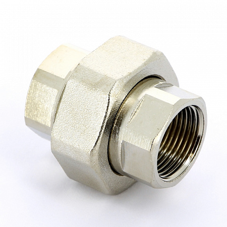 Американка ПРЯМАЯ резьбовая латунная UNI-FITT никель 3/4&quot; В, с прокладкой O-RING