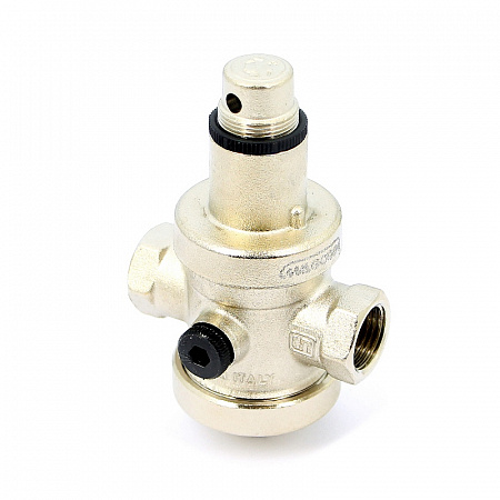 Редуктор давления UNI-FITT 1/2&quot; В 0,5-6 бар PN25 с отверстием под аксиальный манометр 1/4&quot; никел.